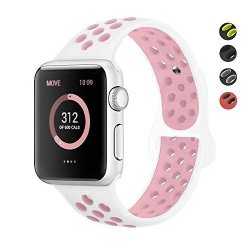 Sanluba Sport Band Compatible Apple Watch 42MM Soft Silicone Sport Strap Replacement Bands Compatible Iwatch Apple Watch Series 3 Series 2 Series 1 Women