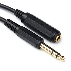 Tisino 15FT 5M 6.35MM Headphone Extension Cable Cord Lead Gold Plated Trs 1 4" Stereo Plug Male To Jack female