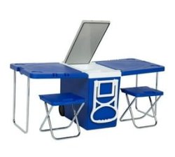 28L Cooler Box Foldable Picnic Table With 2 Chairs