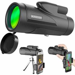 Monocular Telescope Buddygo 12X50 High Power Low Night Vision Waterproof Spotting Scope For Adults With Smartphone Adapter And Tripod Waterproof Fogproof Shockproof For Bird