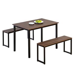 Homury Modern Studio Soho Dining Table With Two Benches 3 Piece