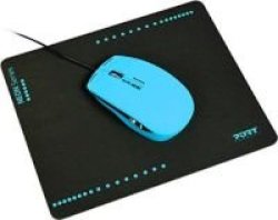Port Designs Wired Mouse With Mouse Pad Blue