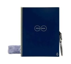 Rocketbook Core Digital Reusable Notebook - Dark Blue -A4 Size Eco-friendly Notebook- 32 Lined Pages - Includes 1 Pen And Microfibre Cloth