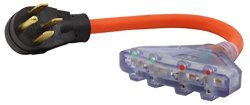 Ac Works S1450F520-018 1.5FT Nema 14-50P Rv range geneator Plug To 4 Nema 5-15 20R 20AMP Household Female Connectors Adapter Cord