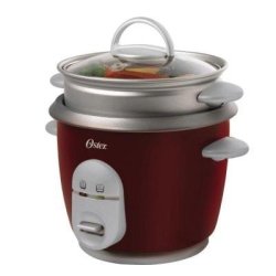6-CUP Rice Cooker In Red Includes 1 Steaming Tray Measuring Cup And Rice Paddle