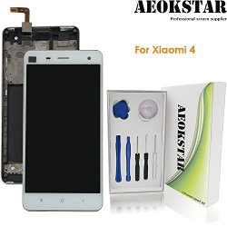 Aeokstar For Xiaomi 4 MI4 Lcd Touch Screen Digitizer Glass Assembly Replacement + Frame & Full Repair Tools Kit White+frame