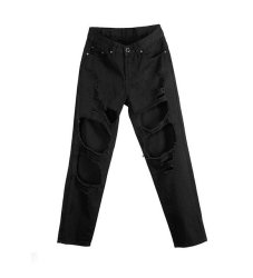 Cwlsp Vintage Torn Casual Jeans - Black Xl