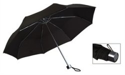 3-FOLD Aluminium Travel Umbrella - Black