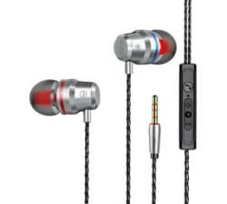 Metal Noise Cancelling Wired In Ear Headphones Earphones With MIC - Silver