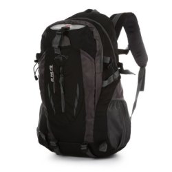 Unisex Lightweight Nylon 40l Travel Backpack With Mesh Pad - Black