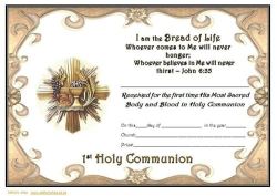 I Am The Bread Of Life - 1ST Holy Communion Certificate