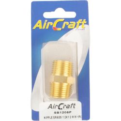 Aircraft - Nipple Brass 1 2 X 1 2 M m 1 Piece Pack - 2 Pack