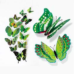 Wociaosmd Butterfly Sticker 3D Diy Pin Type Home Decor Butterfly Curtain Dress Decorate Accessory 12PCS Green