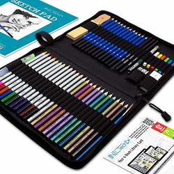 Drawing Watercolor Pencils Art Supplies - 53 Coloring And Sketching Art Set - Each Art Supply Includes Bonus Sketch Book And Digital Library Drawing