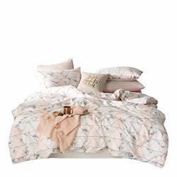 Marble Duvet Cover Set Twin Triangles Geometric Pattern Print Luxury Reversible Bedding Set White And Pink Nordic Modern Quilt Comforter Cover With Zipper