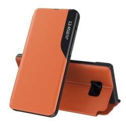 For Samsung Galaxy S7 Edge Side Display Magnetic Shockproof Horizontal Flip Leather Case With Holder Orange