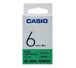 Casio 6MM Black On Green Tape