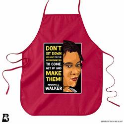 Pushing Black 'the Legacy Collection - Madam C.j. Walker 'don't Sit Down And Wait For The Opportunities" Premium Canvas Kitchen Apron Red Apron
