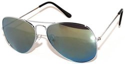 Classic Aviator Style Sunglasses Gold Mirrored Lens Silver Frame Men Women