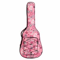 Dragonpad Guitar Gig Bag 40 41 Inch Fashion Folk Acoustic Guitar Bag Canvas Guitar Backpack Dual Adjustable Shoulder Strap Carrying Case Pink Flowers