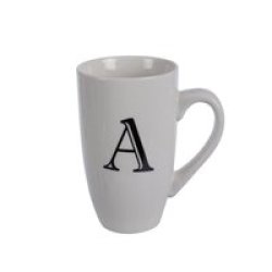Mug - Household Accessories - Ceramic - Letter A Design - White - 3 Pack