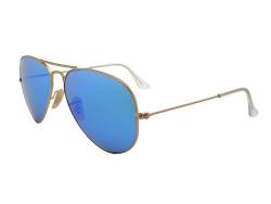 New Ray Ban Aviator RB3025 112 4L Matte Gold blue Mirror Polar 58MM Sunglasses