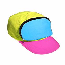 Fanny Pack Hat For Your Head - Nylon Cap With Zipper Pocket And Adjustable Closure - Mens Hats womens Hats Cmyk - Neon Yellow Turquoise