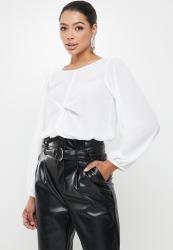 Georgette Blouse With Twist Front - Ivory
