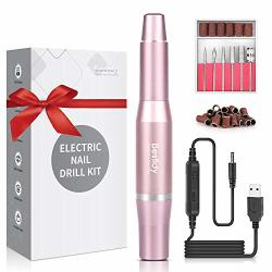 Bestidy Best Gift Electric Nail Drill Kit USB Manicure Pen Sander Polisher With 6 Pieces Changeable Drills And Sand Bands For Exfoliating Grinding Polishing