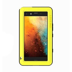 Sony Xperia XZ1 Case Love Mei Shockproof Water Resistant Aluminum Metal Outter Super Anti Shake Silicone Inner Fully Body Protection With Tempered Glass Screen