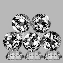 Diamond Alternative 3.10ct 5 Pieces 5.00 Mm Round Cut Sparkling White Topaz Lot - 100% Natural