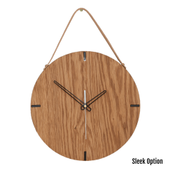 Finn Wall Clock In Oak - 250MM Dia Natural Sleek White Second Hand