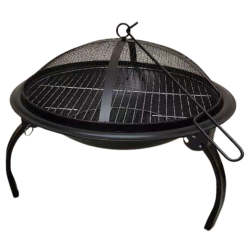 Folding Portable Fire Pit Bowl With Braai Grid & Dome