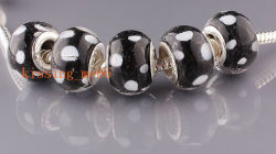 Bead Black And White Dots Murano Style - Fits Most European Style Charm Bracelets