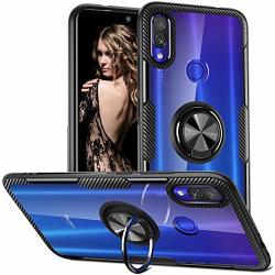 Qseel For Xiaomi Redmi Note 7 pro Clear Ring Armor Case One-piece Shockproof Hybrid Bumper Combined With High-density Tpu Hard Crystal PC Panel And