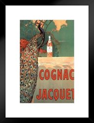 Poster Foundry Camille Bouchet Cognac Jacquet Peacock Vintage French Brandy Beverage Advertisement Matted Framed Wall Art Print 20X26