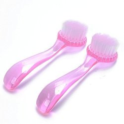 Okdeals Hand Nail Brushes Long Handle Scrubbing Cleaning Brush With Plastic Dust Cover 2 Pack Round Foot nail Tools