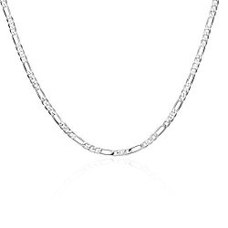 Xiaodou 4MM Flat Light 925 Sterling Silver Simple Figaro Chain Necklace For Men 18