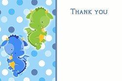 30 Blank Thank You Cards Notes Dragon Twin Boys Kids Birthday Baby Shower + 30 White Envelopes