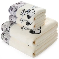 Sweethome 4 Piece Bath Towel Set Cartoon Patterns Thin Fiber High Absorbency Soft Thicken Beach Towels Snoopy