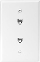 Eaton 3547-4W Mid-size Wallplate With 2-TELEPHONE Jacks And Connectors Category 3 RJ11 Or RJ14 White
