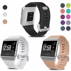 Skylet Compatible With Fitbit Ionic Bands 3 Pack Soft Replacement Sport Wristbands Compatible With Fitbit Ionic Smart Watch With Buckle Men Women Black White Blush
