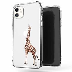 Jaholan Iphone 11 Case Clear Cute Design Flexible Bumper Tpu Soft Rubber Silicone Cover Phone Case For Iphone 11 Xi 6.1" 2019 - Amusing Whimsical Eating Giraffe Brown
