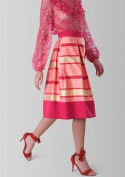 Closet London Pink Striped Hem Pleated Skirt