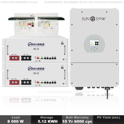 Sunsynk 8KW Inverter Kit Incl Hina 10.24 Kwh Lithium Battery- 10 Year Warranty