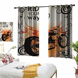 Superlucky Customized Curtains Manly 63" X 45" Motorcycle Image With Ride Your Way Text Peace Sign Freedom Action Freestyle Suitable For Bedroom Living Room Study Etc.