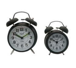 Vintage Twin Bundle Big And Small Alarm Clock Combo - Black