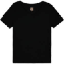 Ladies Black V-neck T-Shirt S-xxl