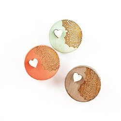 Brooch Set love - Handcrafted Plywood Brooch With Laser Cut Detail