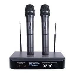 JAYLYN SOLUTIONS GROUP INC. Sound Town Professional Dual-channel Vhf Wireless Microphone System With Two Handheld Microphones For Broadcasting Meeting Live Event School And Church SWM10-V2HH
